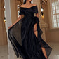 A-Line Evening Gown Sexy Dress Formal Wedding Guest Floor Length Short Sleeve Off Shoulder Wednesday Addams Family Polyester with Ruffles