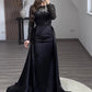 Mermaid / Trumpet Evening Gown Sparkle &amp; Shine Dress Carnival Masquerade Floor Length Long Sleeve Illusion Neck Fall Wedding Reception Satin