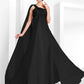 Sheath / Column Elegant Formal Evening Black Tie Gala Dress One Shoulder Sleeveless Floor Length Chiffon with Criss