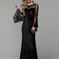 Sheath / Column Elegant Dress Wedding Guest Floor Length Long Sleeve Illusion Neck Lace