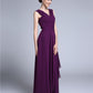 Sheath / Column Mother of the Bride Dress Elegant V Neck Floor Length Chiffon Sleeveless No with Criss Cross