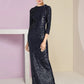 Two Piece Sheath / Column Mother of the Bride Dress Formal Wedding Guest Sparkle & Shine Elegant Scoop Neck Floor Length Detachable Taffeta Sequined 3/4 Length Sleeve