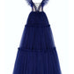 A-Line Prom Dresses Elegant Dress Wedding Guest Floor Length Short Sleeve Off Shoulder Tulle with Pleats