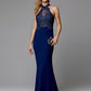 Sheath / Column Evening Gown Cut Out Dress Wedding Guest Floor Length Sleeveless Halter Neck Spandex Crisscross Back