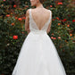 Hall Wedding Dresses Princess Plunging Neck Sleeveless Chapel Train Tulle Bridal Gowns