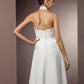 Hall Wedding Dresses Sheath / Column Halter Sleeveless Floor Length Satin Bridal Gowns With Sash