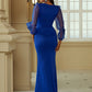 Mermaid / Trumpet Evening Gown Elegant Dress Formal Wedding Guest Sweep / Brush Train Long Sleeve Square Neck Polyester with Pure Color