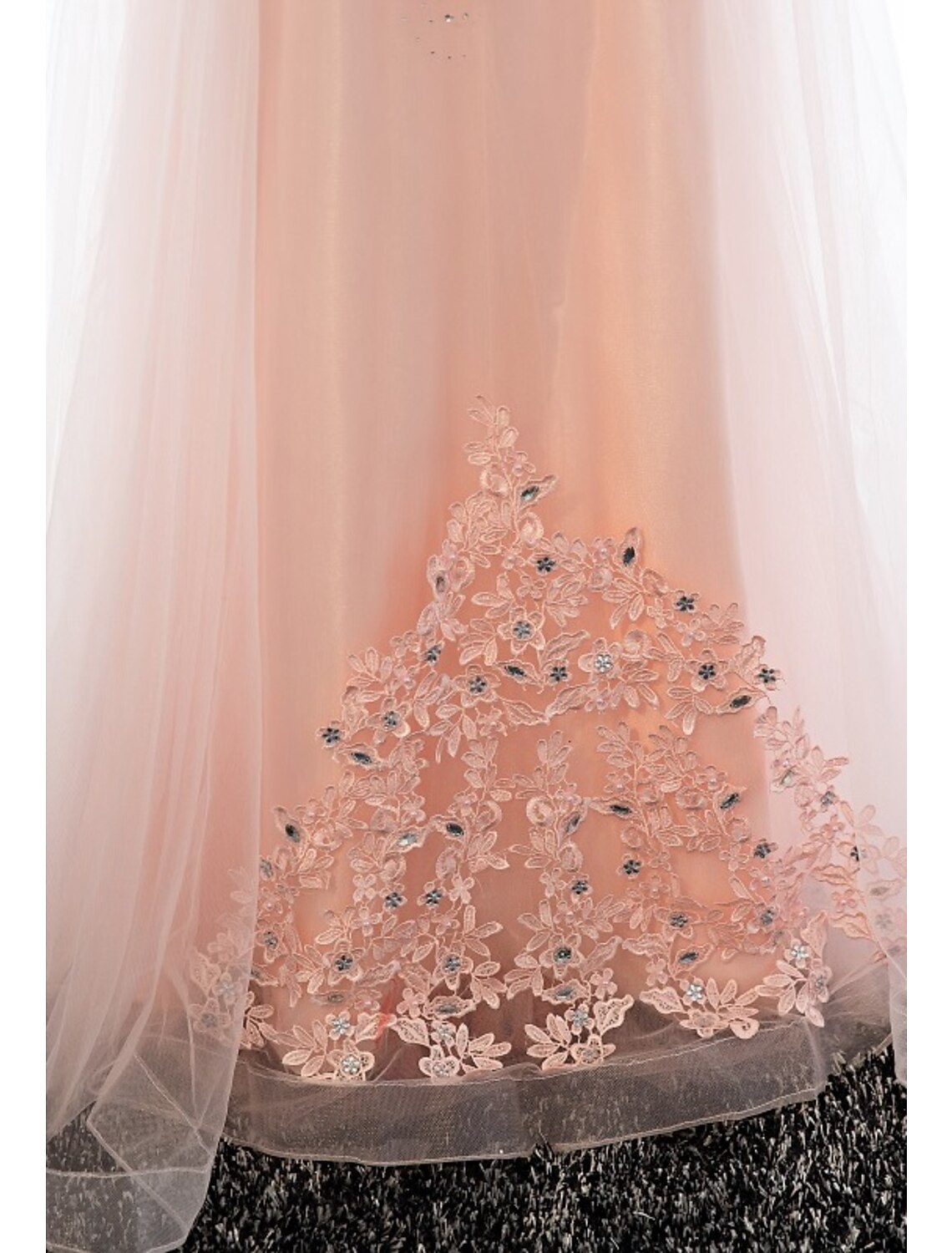 A Line Long Prom Dress Elegant Sleeveless Floor Length Wedding Guest Dress with Appliques