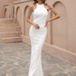 Mermaid / Trumpet Wedding Guest Dresses Sparkle & Shine Dress Halloween Evening Party Floor Length Sleeveless High Neck Sequined with Fringe