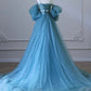 A-Line Sweetheart Neck Tulle Long Prom Dress Pure Color