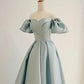 A-Line Sweetheart Neck Satin Long Prom Dress Long Formal Dress Off Shoulder