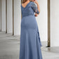 A-Line Plus Size Curve Mother of the Bride Dresses Elegant Dress Formal Floor Length Half Sleeve V Neck Chiffon with Pleats