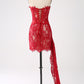 Classy Lace Strapless Corset Short Cocktail Dress with Lace-up Back Off Shoulder Sexy