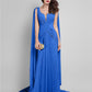 Sheath / Column Elegant Dress Wedding Guest Court Train Sleeveless Plunging Neck Georgette V Back with Criss Cross Side