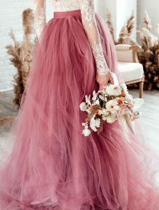 Wedding Dresses in Color Wedding Dresses A-Line Separates Separates Sweep / Brush Train Tulle Bridal Skirts Bridal Gowns