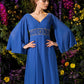 A-Line Mother of the Bride Dress Vintage Inspired V Neck Floor Length Chiffon Long Sleeve with Crystals Beading Side