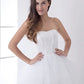 White Classic Strapless Satin High Low Wedding Dress Off Shoulder