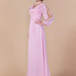 Sheath / Column Mother of the Bride Dress Vintage Inspired Cowl Neck Floor Length Chiffon Long Sleeve with Criss Cross