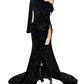 Mermaid / Trumpet Sparkle Sexy Wedding Guest Formal Evening Dress One Shoulder Long Sleeve Court Train Sequined