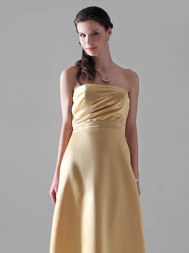 Sheath / Column Bridesmaid Dress Strapless Sleeveless Wrap Included Floor Length Satin with Side