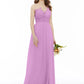 A-Line Bridesmaid Dress Illusion Neck Sleeveless Illusion Detail Floor Length Chiffon / Floral Lace with Sash / Ribbon