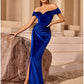Blue Sheath / Column Party Dresses Elegant Dress Party Wear Floor Length Short Sleeve Off Shoulder Velvet with Ruched