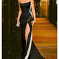 Mermaid / Trumpet Evening Gown Color Block Dress Engagement Court Train Sleeveless Strapless Stretch Satin