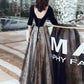 A-Line Glittering Cut Out Party Wear Formal Evening Dress Illusion Neck Half Sleeve Floor Length Velvet with Sequin