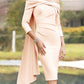 Sheath / Column Mother of the Bride Dress Wedding Guest Elegant Jewel Neck Knee Length Stretch Chiffon 3/4 Length Sleeve with Side-Draped