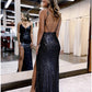 Mermaid / Trumpet Prom Dresses Sparkle & Shine Dress Formal Wedding Guest Floor Length Sleeveless V Neck Sequined Backless