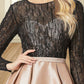 Ball Gown Evening Gown Color Block Dress Engagement Formal Evening Floor Length Long Sleeve Jewel Neck Satin