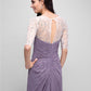 A-Line Mother of the Bride Dress Elegant Scoop Neck Floor Length Chiffon Half Sleeve No with Criss Cross