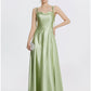 A-Line Evening Gown Elegant Dress Formal Prom Floor Length Sleeveless Spaghetti Strap Satin with Ruched