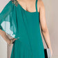 A-Line Mother of the Bride Dress Formal Wedding Guest Elegant One Shoulder Floor Length Chiffon Sleeveless with Pleats