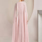 A-Line Mother of the Bride Dress Formal Wedding Guest Elegant Scoop Neck Floor Length Chiffon Sleeveless with Sash Flower