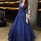 A-Line Evening Gown Beautiful Back Dress Wedding Guest Floor Length Half Sleeve V Neck Lace