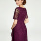 Sheath / Column Mother of the Bride Dress V Neck Floor Length Lace Short Sleeve with Lace