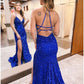 Mermaid / Trumpet Prom Dresses Sparkle & Shine Dress Formal Sweep / Brush Train Sleeveless V Neck Sequined Backless