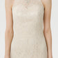 Sheath / Column Mother of the Bride Dress Elegant See Through Illusion Neck Floor Length Lace Sleeveless with Crystals