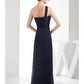 Sheath / Column Evening Gown Minimalist Dress Wedding Guest Floor Length Sleeveless One Shoulder Chiffon