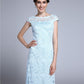 Sheath / Column Mother of the Bride Dress Open Back Bateau Neck Floor Length Lace Short Sleeve