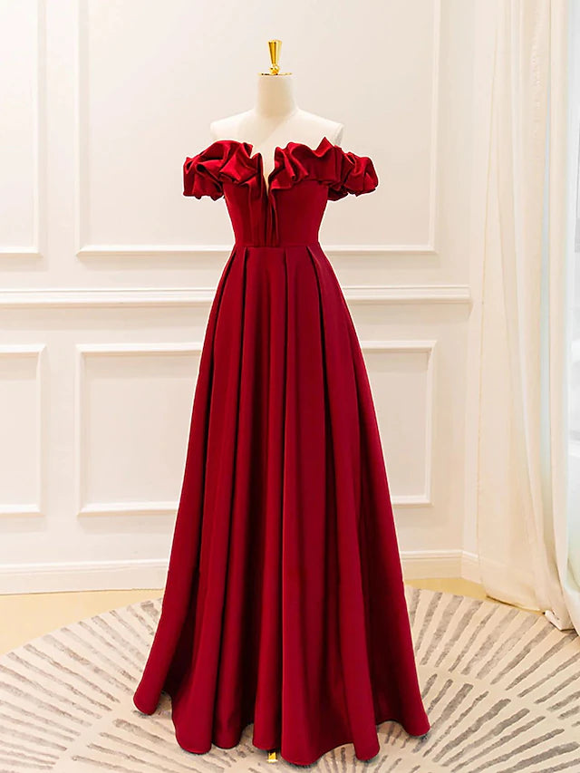 Ball Gown A-Line Evening Gown Empire Dress Prom Floor Length Sleeveless V Neck Jersey