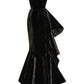 Mermaid / Trumpet Prom Dresses Little Black Dress Dress Prom Floor Length Sleeveless Strapless Velvet with Ruffles