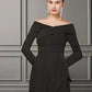 A-Line Mother of the Bride Dress Elegant Off Shoulder Sweep / Brush Train Lace Stretch Fabric Long Sleeve with Ruched