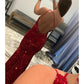 Mermaid / Trumpet Prom Dresses Sexy Dress Formal Floor Length Sleeveless One Shoulder Sequined Backless