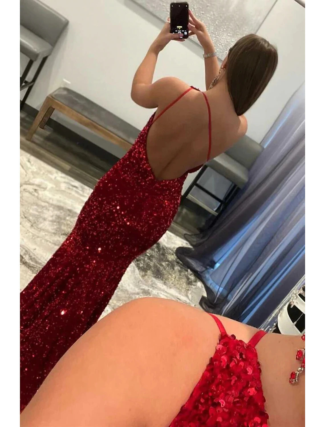 Mermaid / Trumpet Prom Dresses Sexy Dress Formal Floor Length Sleeveless One Shoulder Sequined Backless