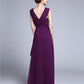 Sheath / Column Mother of the Bride Dress Elegant V Neck Floor Length Chiffon Sleeveless No with Criss Cross