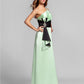 A-Line One Shoulder Floor Length Satin Bridesmaid Dress with Crystal Brooch