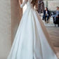 Engagement Formal Wedding Dresses Ball Gown Off Shoulder Half Sleeve Sweep / Brush Train Satin Bridal Gowns With Pleats