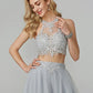 Two Piece Empire Prom Formal Evening Dress Halter Neck Sleeveless Floor Length Lace